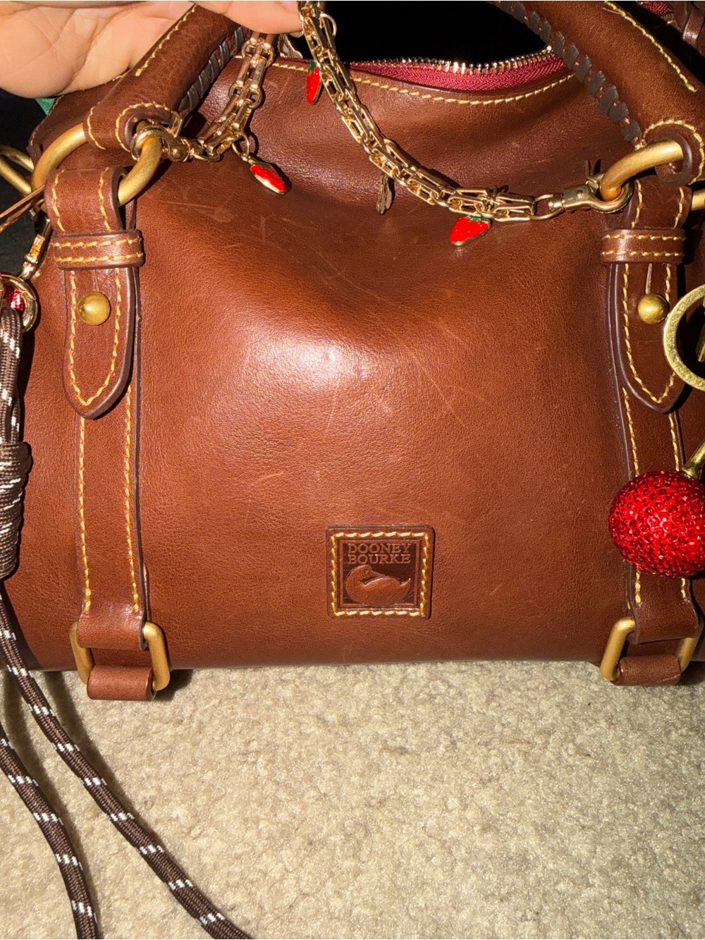 Dooney & Bourke Florentine Satchel in chestnut with charms - Picture 5 of 10